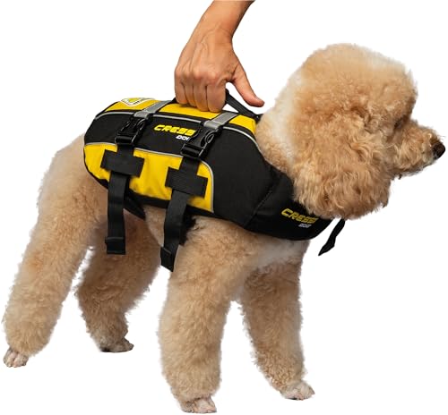 Cressi DLJ Dog Life Jacket Dog Life Jackets, Black/Yellow, M - size: Medium