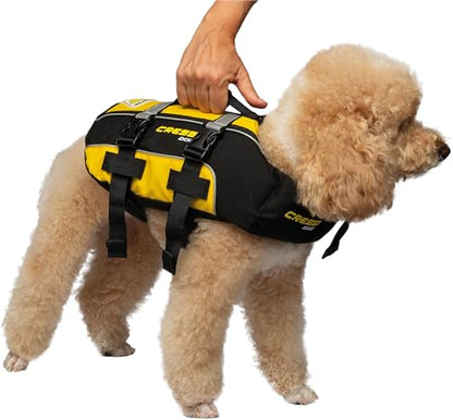 Cressi DLJ Dog Life Jacket Dog Life Jackets, Black/Yellow, S - size: Small