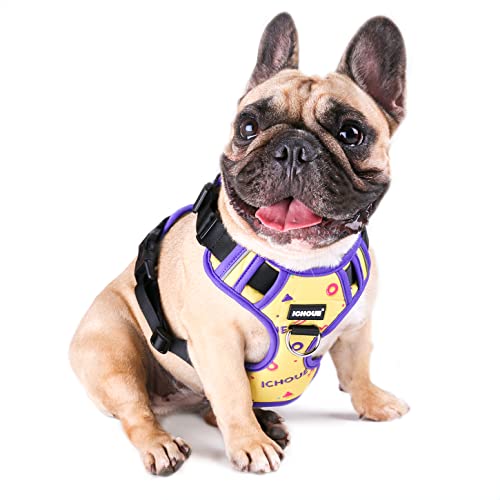 iChoue French Bulldog Vest Harness Adjustable No Pull Soft Padded with Locked Buckle for Frenchie Pug English Boston Terrier Dogs, Yellow, Small - color: A Vest Harness Yellow, size: Small ( 5 - 25 lbs )