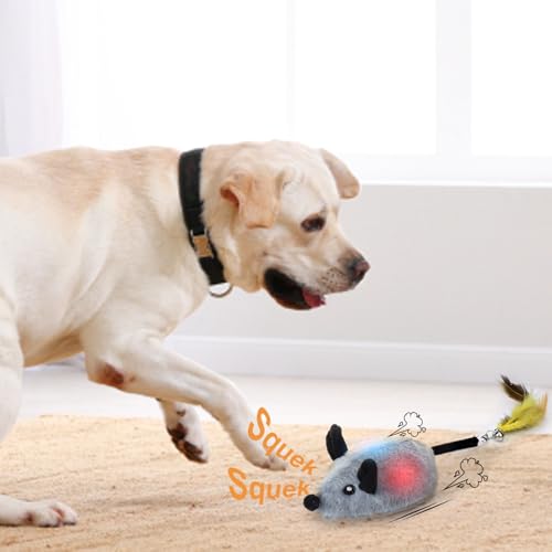 BABORUI Interactive Dog Toys Mouse, Automatic&APP Control Escaping Mice Squeaky Dog Toy with Lights & Auto-Turn, Rechargeable Moving Dog Toys for Small/Medium/Large Dogs & Cats(Grey) - color: APP Control