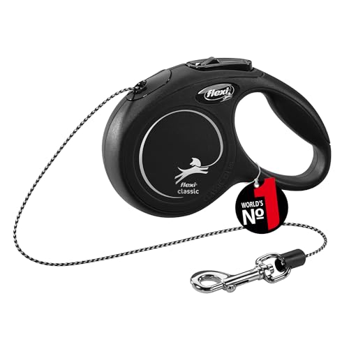 Flexi New Classic Cord Black Retractable Dog Cat Lead Extra Small 8kg - 3M - size: X-Small (3 m)