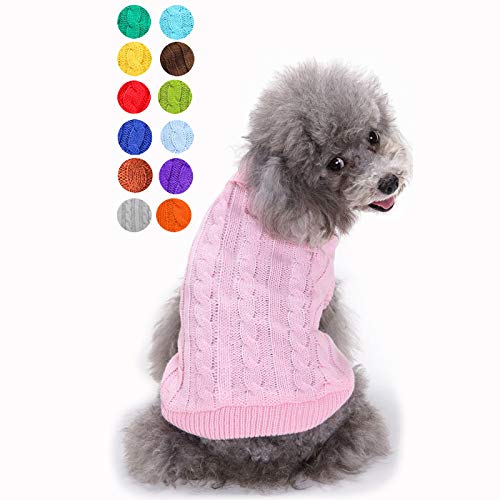 Dog Sweater for Small, Medium, Large Dogs - Warm Winter Classic Turtleneck Pet Clothes Coat for Puppies, Cats - Cute Christmas Outfit for Girls and Boys - color: Pink, size: XX-Small