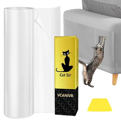Cat Couch Protector 15.7" x 118" Thickened Anti Cat Scratch Furniture Protector 100% Transparent Free Cutting Couch Protector for Door Wall - size: 15.7" x 118"