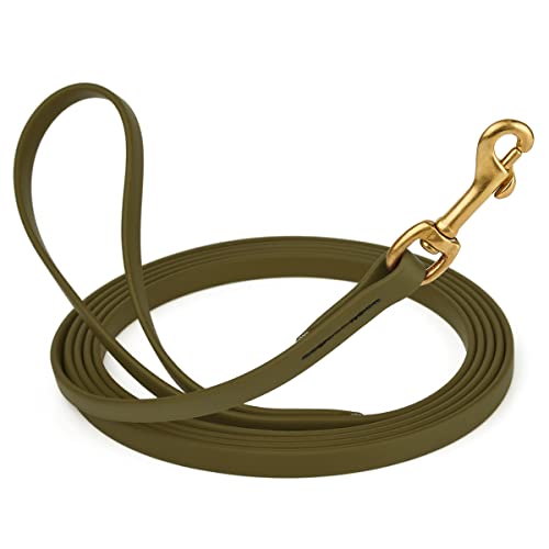 Viper K9 Biothane Working Dog Leash Waterproof Lead for Tracking Training Schutzhund Dog Sport & Search - Odor-Proof Long Line with Solid Brass Snap for Puppy Medium Large 1/2" x 10ft Olive Drab Green - color: Olive Drab Green, size: 1/2" x 10ft