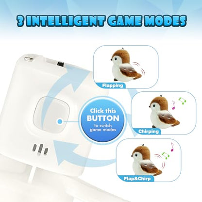 Cat Toys, Flapping Wings Sparrow, No Flying, Chirping Bird Interactive Catnip Toy for Kitten or Small Dogs, Touch Activated, Rechargeable, 3 Modes - color: Smart Sparrow