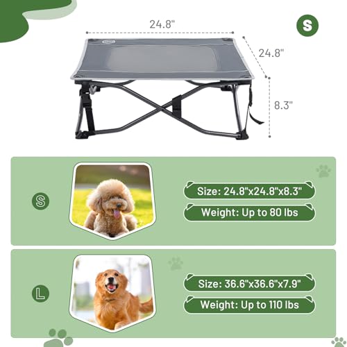 TIMBER RIDGE Outdoor Dog Bed, Cooling Elevated Dog Bed Portable Raised Pet Bed with Breathable Mesh, Foldable Dog Cot for Indoor & Outside, Grey