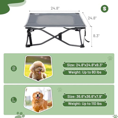 TIMBER RIDGE Outdoor Dog Bed, Cooling Elevated Dog Bed Portable Raised Pet Bed with Breathable Mesh, Foldable Dog Cot for Indoor & Outside, Grey