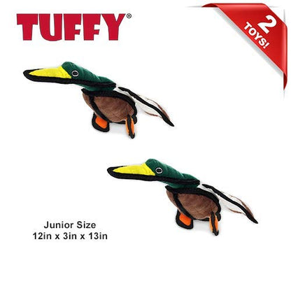 TUFFY World’s Tuffest Soft Dog Toy – Barnyard JR Series, Duck with Squeakers, 2 Pack - color: Duck, size: Jr 2 Pack