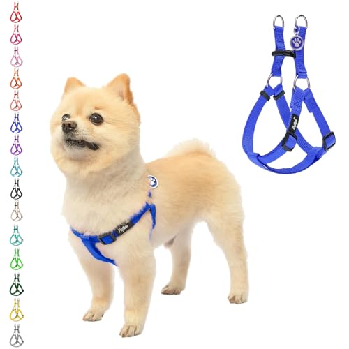 PUPTECK No Pull Dog Harness Soft Adjustable Basic Nylon Step in Puppy Vest Outdoor Walking with ID Tag X-Small - color: Navy Blue, size: X-Small