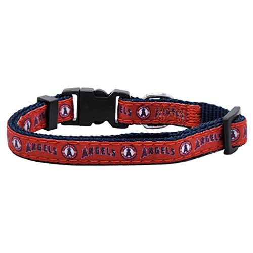 MLB CAT Collar Los Angeles Angels Satin Cat Collar Baseball Team Collar for Dogs & Cats. A Shiny & Colorful Cat Collar with Ringing Bell Pendant - color: Los Angeles Angels