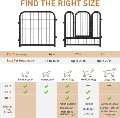 Metal Dog Playpen, 24" Inch Height 16 Panels, Ideal Dog Fence for Large/Medium/Small Dogs Indoor & Outdoor Bliss, Perfect Dog Pen for Camping, Yard and RV | Black-Silver