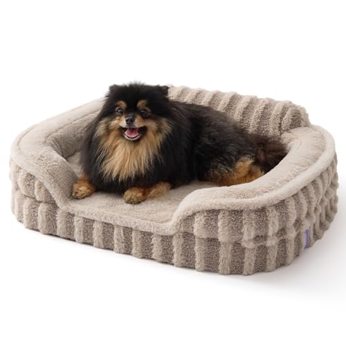 LE SURE Cute Dog Bed for Small Dogs, Orthopedic Waterproof Small Pet Beds with Sides, High Back Non-Slip Bottom and Egg-Crate Foam Puppy Couch Sofa with Washable Removable Cover, Hazel - color: Hazel, size: 24.0"l X 18.0"w X 6.0"th