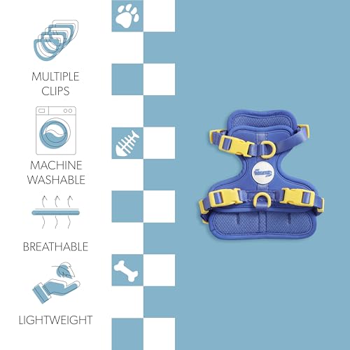 HNS1000C Arlo Extra Small Adjustable Soft Padded No Pull Pet Harness with 3 Buckles and 3 Leash Clips, Curaçao - color: Dark Blue, size: X-Small (Chest: 11.8 - 17")