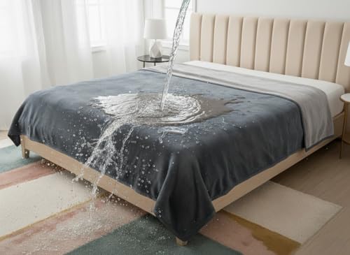 King Size Waterproof Blanket – Spill-Proof, Water-Resistant Flannel Blanket for Bed, Couch, Kids & Pets Protection, Reversible Cozy Design (Moon Grey & Starlit Grey, 90x108 - color: Moon Grey & Starlit Grey, size: King