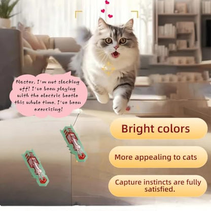 Cat Interactive Toy Educational Cat Teaser Toy 2PCS Electronic Beetle Interactive Set for Indoor Cats Kitten Chase Exercise Battery Operated - color: 2p Green