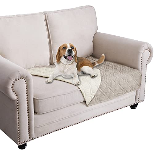Ameritex Waterproof Dog Bed Cover Pet Blanket for Furniture Bed Couch Sofa Reversible - color: Cream+beige, size: 30x53 Inch (Pack of 1)