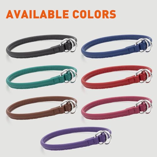 Dogline Soft and Padded Round Leather Choke Collar for Dogs (Purple, W1/4-in x L12-in) - color: Purple, size: W1/4-in x L12-in