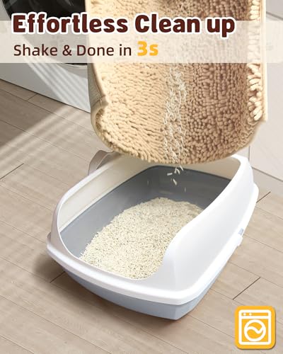 Cat Litter Mat Litter Trapping Mat, 33"x23" Plush Cat Litter Rug Catcher, Easy to Clean, Machine Washable - color: Beige, size: Large
