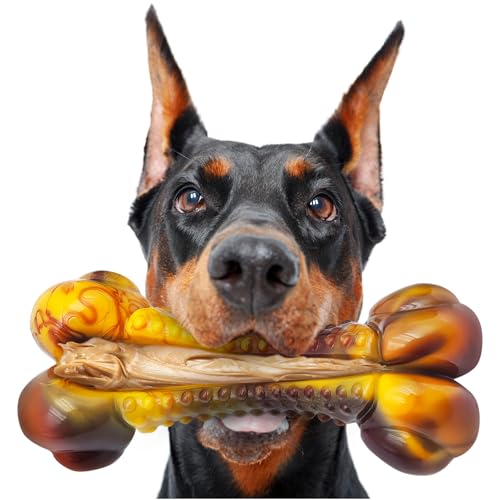 Dog Toys for Aggressive Chewers, Indestructible Dog Chew Toys for Large Medium Small Breed, Tough Nylon Interactive Durable Chew Toy Bone for Puppy Teething Toy Bacon Flavor, Best Gift&Keep Them Busy - color: Bacon