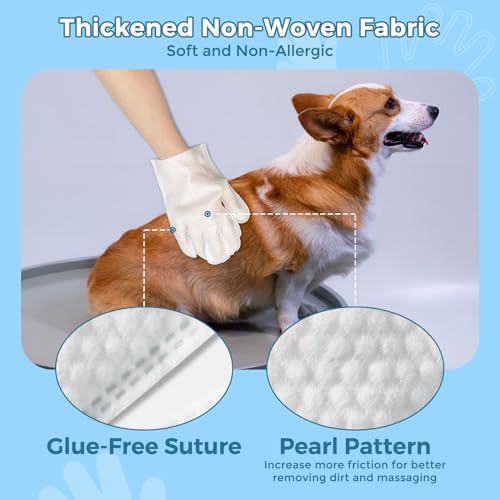 Vannon Extra Thick Pet Bathing Wipes for Dogs & Cats, Cleaning & Odor-Controlling Grooming Gloves, Nourish Fur Glove Wipes for Daily Care and Traveling, Rinse Free, Unscented, 6 PCS - size: 1pack