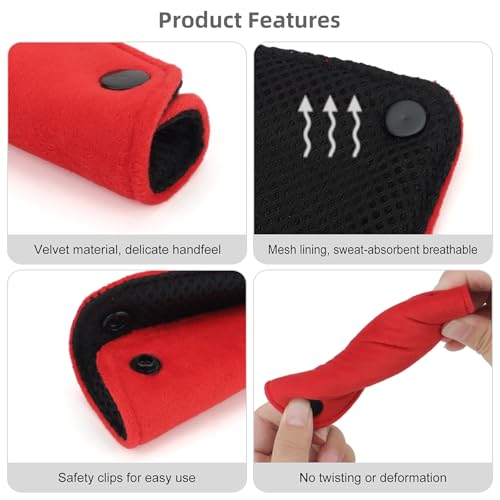 2PCS Dog Leash Grip Handle Sleeve - Leash Wrap - Soft Velvet & Polyester Mesh Ensure Comfortable Grip - Dog Leashes/Box/Bag Handle Cover Protection Pads(Red) - color: Red