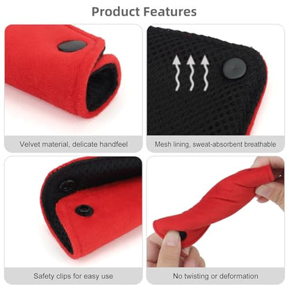 2PCS Dog Leash Grip Handle Sleeve - Leash Wrap - Soft Velvet & Polyester Mesh Ensure Comfortable Grip - Dog Leashes/Box/Bag Handle Cover Protection Pads(Red) - color: Red