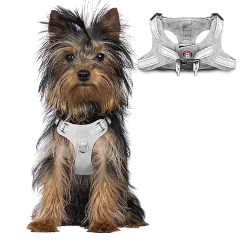 BARKBAY Dog Harness, Reflective Adjustable No Pull Harness, Breathable Soft, Grey, XXS - color: Grey, size: XX-Small