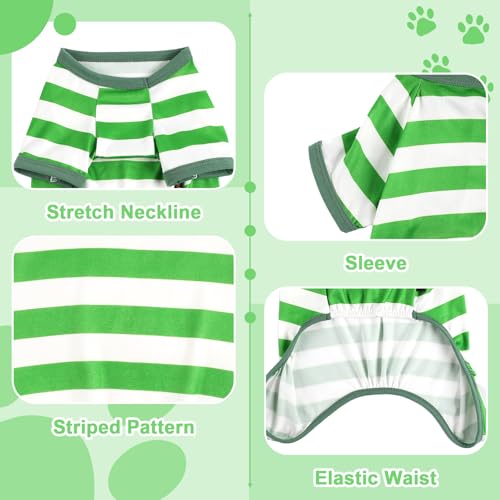 Dog Pajamas, Stretchy Puppy Jammies Onesie, Comfy Doggie Striped Pjs, Lightweight Soft Puppy Outfit, Dogs Clothes for Small Size Girl Boy(Green,S) - color: Green, size: Small (Chest 14.2 in)