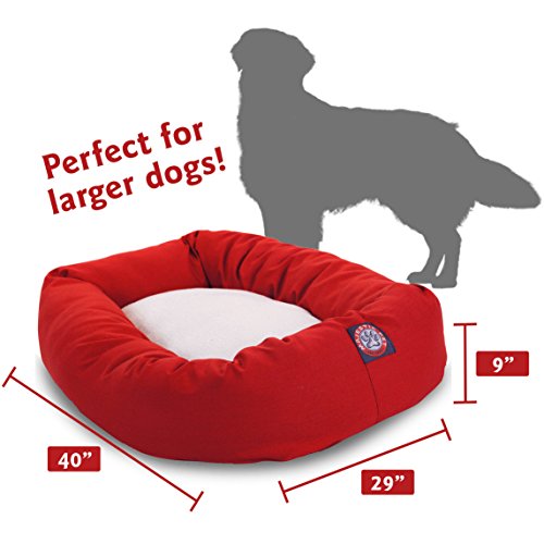 40 inch Red & Sherpa Bagel Dog Bed By Majestic Pet Products - color: Red