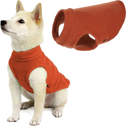 Gooby Stretch Fleece Vest Dog Sweater - Pumpkin, X-Small - Warm Pullover Super Stretchy Fleece Dog Jacket for Small to Large Dogs - color: Pumpkin, size: X-Small Length (7")