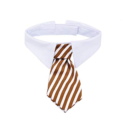 ZTON Bowtie for Little Puppy, Handcrafted Adjustable Formal Collar Neck Tie for Dogs & Cats (S, Brown Stripe) - color: Brown Stripe, size: S