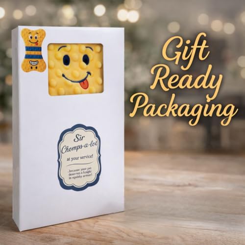 Crinkle Dog Toy, No Stuffing Squeaky Dog Toy for Small,Medium&Large Breed–Great for Cuddling, Anxiety Relief, Tug of War, Fetch, Boredom Reducer–Soft Pet-Safe Materials - Yellow Plush Bone in Gift Box