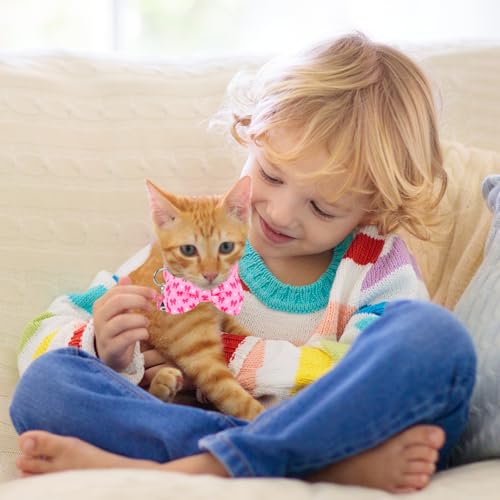 JarThenaAMCS 2Pcs Pink Bow Cat Collar Cute Coquette Bowtie Collar with Breakaway Bell Bowknot Adjustable Kitten Collars for Girl Boy Cat Small Pet - style: bow