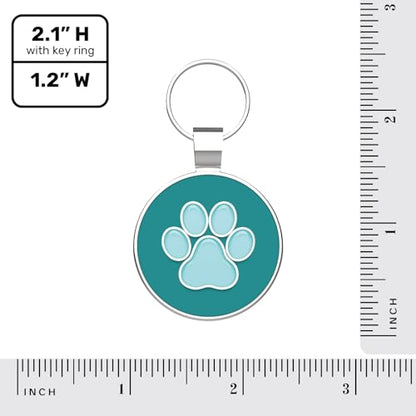 QR Code Pet ID | Personalized Dog & Cat Collar Tag | Online Profile with Instant Scanned Location Alert Email - style: Blue Paw