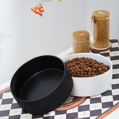 8'' Ceramic Dog Bowl - 70Oz, Heavy Duty, Non-Slip, Dishwasher Safe, Modern Style, Food Grade Stoneware Pet Bowl, Black - color: Bowl - Black, size: 8 inch