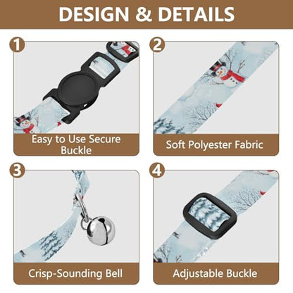Winter Snowmen Trees Blue Small Dog Collar 2 Pack Soft Cat Collar Adjustable Length 10.6" to 17.1" - color: Winter Snowmen Trees Blue