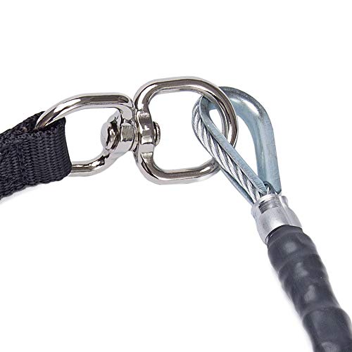Chew Proof Dog Leash, 30" Medium Duty with Padded Handle and Reflective Black/Blue/Silver Weave Poly Sheath - Alpine Outfitters