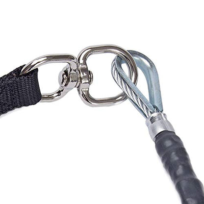 Chew Proof Dog Leash, 30" Medium Duty with Padded Handle and Reflective Black/Blue/Silver Weave Poly Sheath - Alpine Outfitters