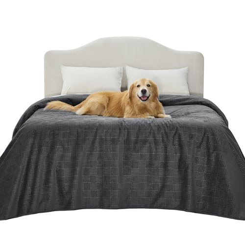 Bedsure Waterproof Bed Cover for Dogs Washable - Waterproof Blanket for Full Bed Couch Sofa Cozy, Lightweight Furniture Protector for Pet Cat Quick Drying, Charcoal, 82x82IN - color: Charcoal, size: 82x82 inch