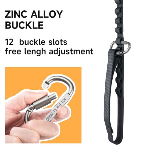 EXCELLENT ELITE SPANKER Tactical Bungee Dog Leash Military Adjustable Dog Leash Quick Release Elastic Leads Rope with 2 Control Handle(Black - color: Black