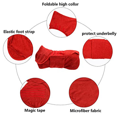 Geyecete Dog Drying Coat - Dog Bathrobe Towel - Microfibre Fast Drying Super Absorbent Pet Cat Bath Robe Towel - Red-S - color: Red, size: Small