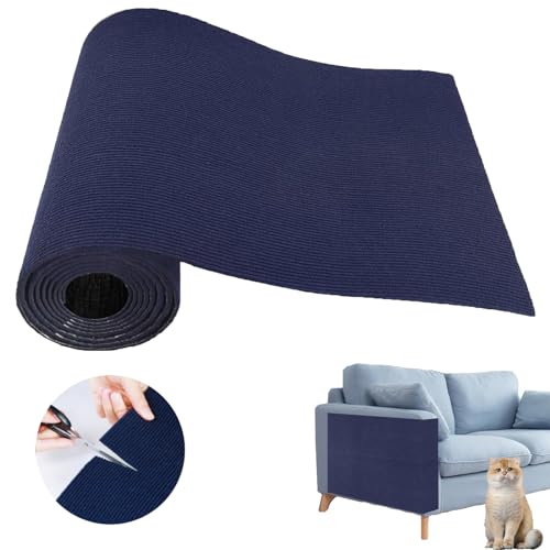 Cat Scratch Couch Furniture Protector, Adhesive Cat Scratch Pad Deterrent for Furniture, DIY Climbing Cat Scratcher Couch Protector from Cat Claws Scratching for Indoor (Navy,78.7x15.8In) - color: Navy, size: 78.7x15.8Inch