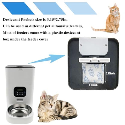 xcivi 6 Pack Pet Food Desiccant Bags for Voluas Automatic Cat Dog Pet Food Feeders Model VL001, VL002, VL003, VL004; Moisture-Proof Bag Desiccant Keep Pets Foods Dry and Fresh