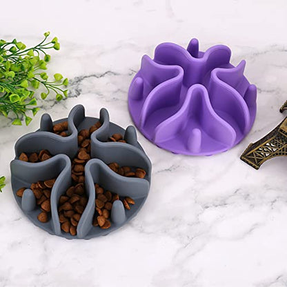 Slow Feeder Insert for Dogs & Cats, 3 Sizes Food-Grade Silicone Anti-Choking Puzzle Feeder, Non-Slip Suction Cup Design, Fits Most Bowls, Bloat Stop Pet Feeding Solution - color: Lavander, size: Small 4 inchs