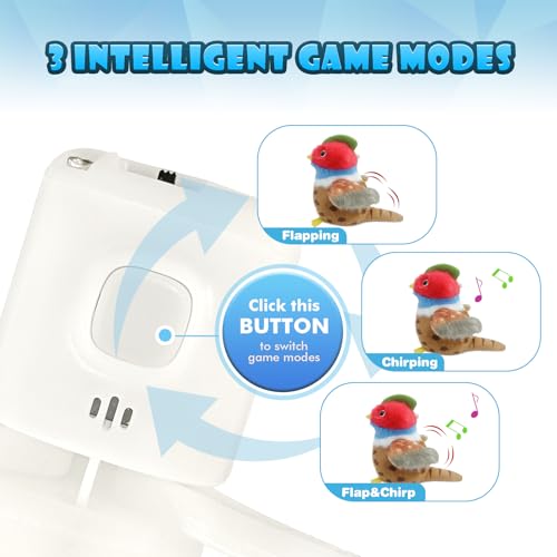 Cat Toys, Flapping Wings Pheasant, No Flying, Chirping Bird Interactive Catnip Toy for Kitten or Small Dogs, Touch Activated, Rechargeable, 3 Modes - color: Smart Pheasant