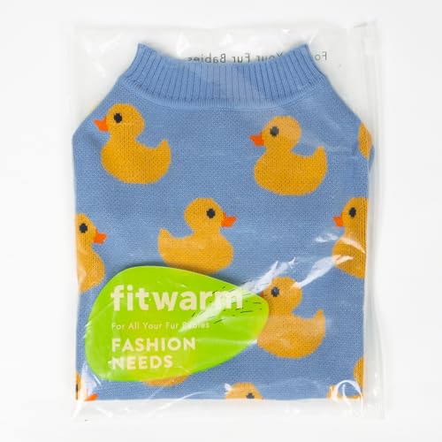 Fitwarm Funny Duck Dog Sweater, Thermal Dog Winter Clothes for Small Dogs Boy Girl, Pet Outfit, Blue, Yellow, Large - color: Duck, size: Large