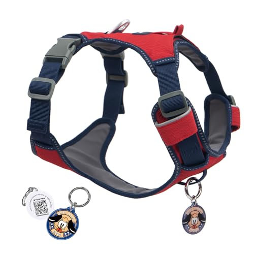 Escape-Proof No Pull Dog Harness for Small Dogs & Puppies, Lightweight Adjustable Vest with Front & Back Clip, Pocket & Reflective Soft Fabric for Safe Walking & Running with ID Tag, Red - color: Burgundy Red, size: XS (Chest:13.8-16.9")