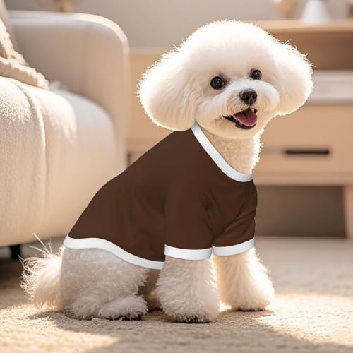 SWEET TANG Dog Shirt for Small Dogs, Brown Lightweight UPF 50+ Sun Protection Breathable Mesh T-Shirt, Soft Summer Pet Clothes, Large - color: Pattern (113), size: Large