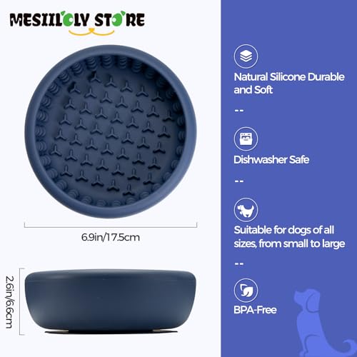 Slow Feeder Dog Bowls for Liquid Treats, Non-Slip Interactive Anxiety Relief Freeze Dog Lick Bowl, Yogurt Pup Lick Toy, Enrichment Treat Dietary Supplement/Post-Op Nutrition (Navy Blue, L) - color: Navy Blue