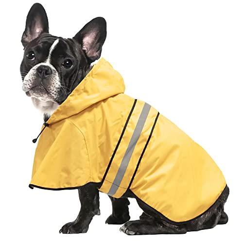 Raincoat Dogs - Waterproof Adjustable Pet Rain Coat Jacket, Lightweight Dog Hooded Rain Slicker Poncho with Reflective Strip for Small Puppies (Yellow, Small) - color: Yellow, size: Small